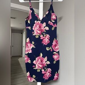 Joe & Elle Navy Dress with Pink Floral Design